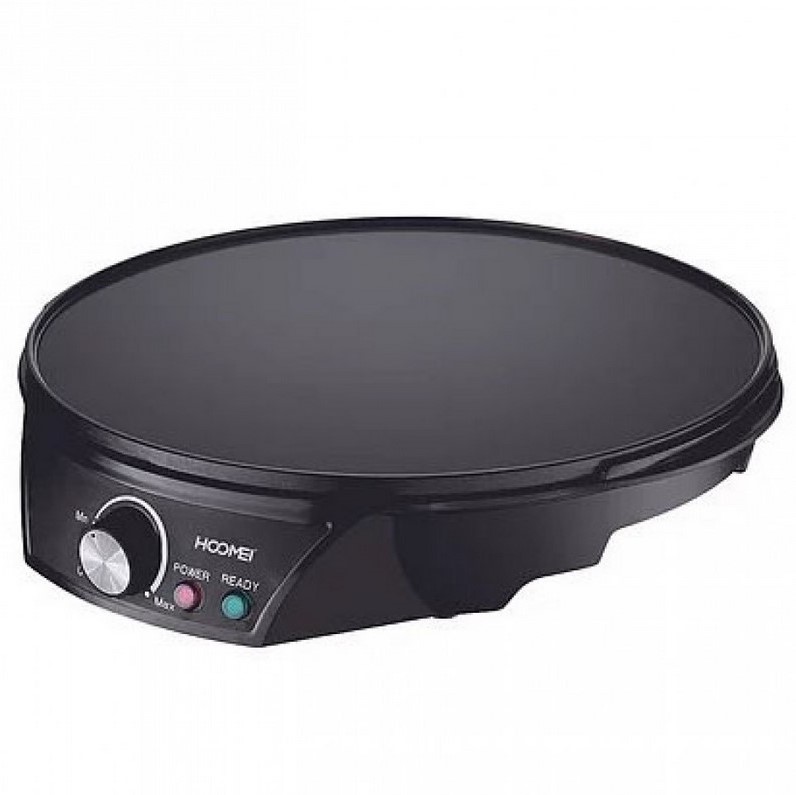 Hoomei® Αντικολλητική Κρεπιέρα Ρυθμιζόμενης Θερμοκρασίας 1200W 30cm Μαύρη HM-5855